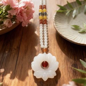 D153 White Lotus Multi-Gem Necklace