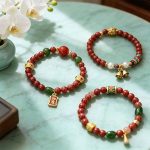 朱砂手串10款-600x600-1 D233 Scarlet Harmony Bead Bracelet(Random style)