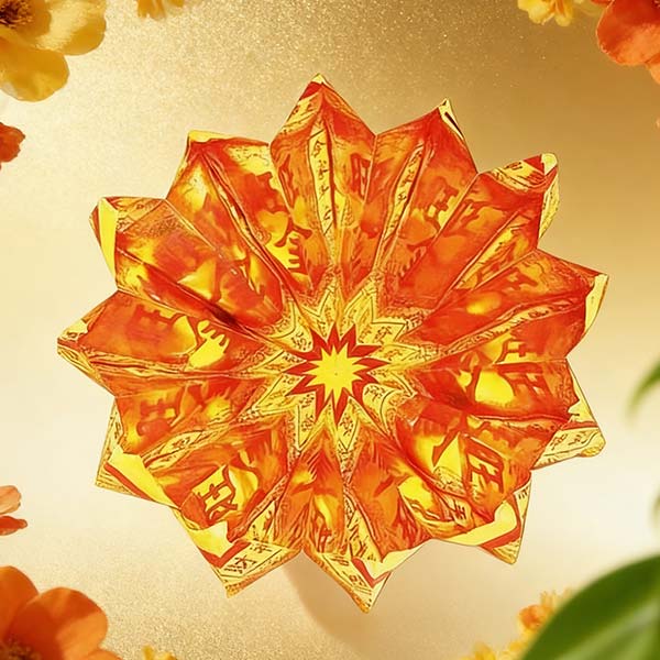 J126-莲花金-600x591-1 D69 Golden Lotus (Traditional Paper Craft)