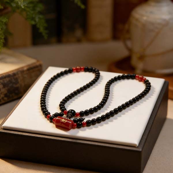 超度祈福-600x600-1 D64 Crimson & Ebony Double Loop Necklace (Random Style)