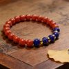 D96 Bead Bracelet: Vermilion-Green Five Fortunes Auspicious