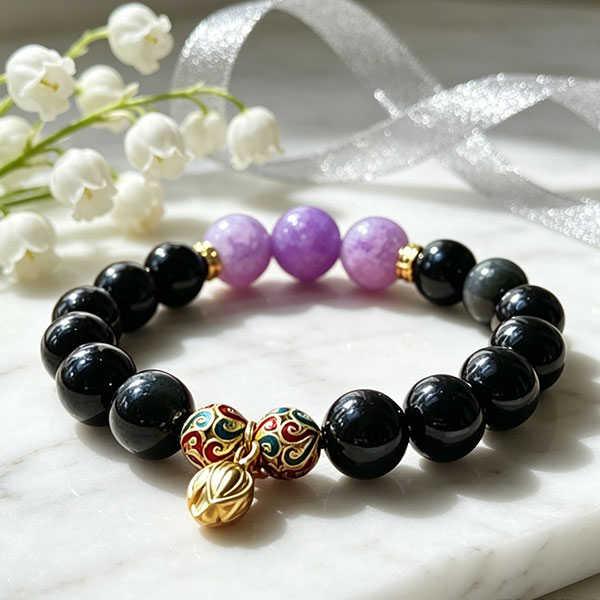 D257 Obsidian Night Purple Glow Bracelet