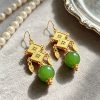 D268 Jade Lantern Moon Earrings